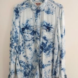 Denim snap long sleeve tie dye